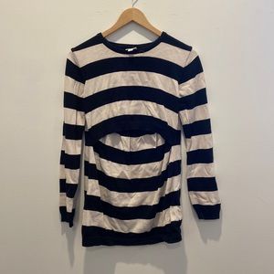 boob design maternity and nusing stripe sweater